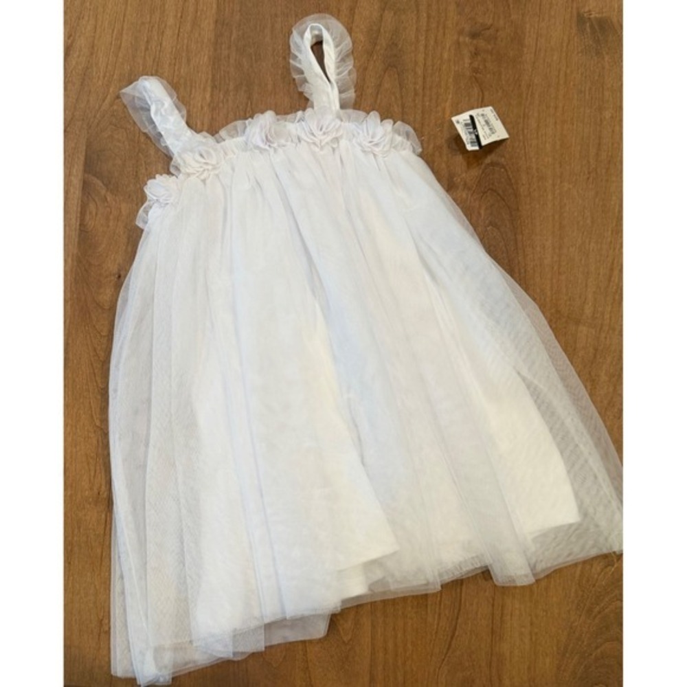 Audrey Camille Toddler Girls White Tulle Floral Applique Dress 4T